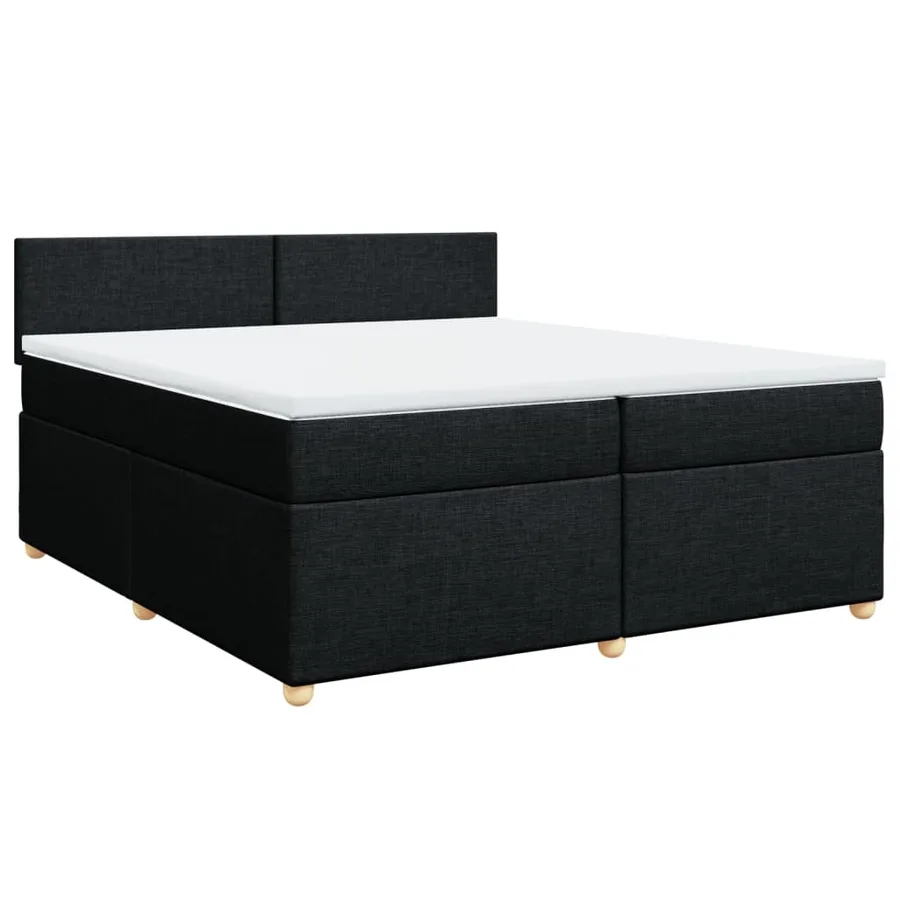 Sommier à lattes de lit avec matelas Noir 200x200 cm Tissu - 3