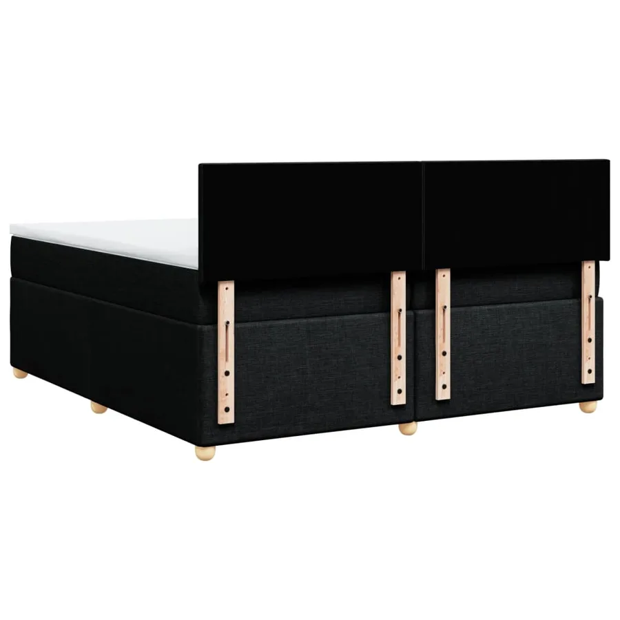 Sommier à lattes de lit avec matelas Noir 200x200 cm Tissu - 8