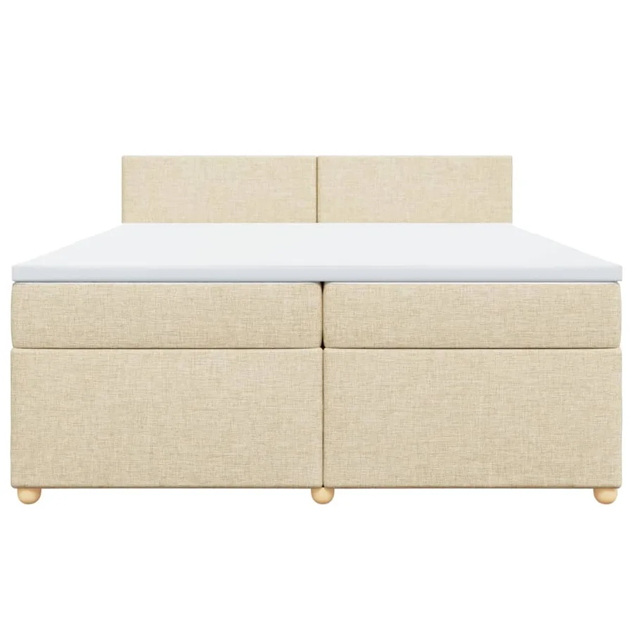Sommier à lattes de lit avec matelas Crème 200x200 cm Tissu - 4