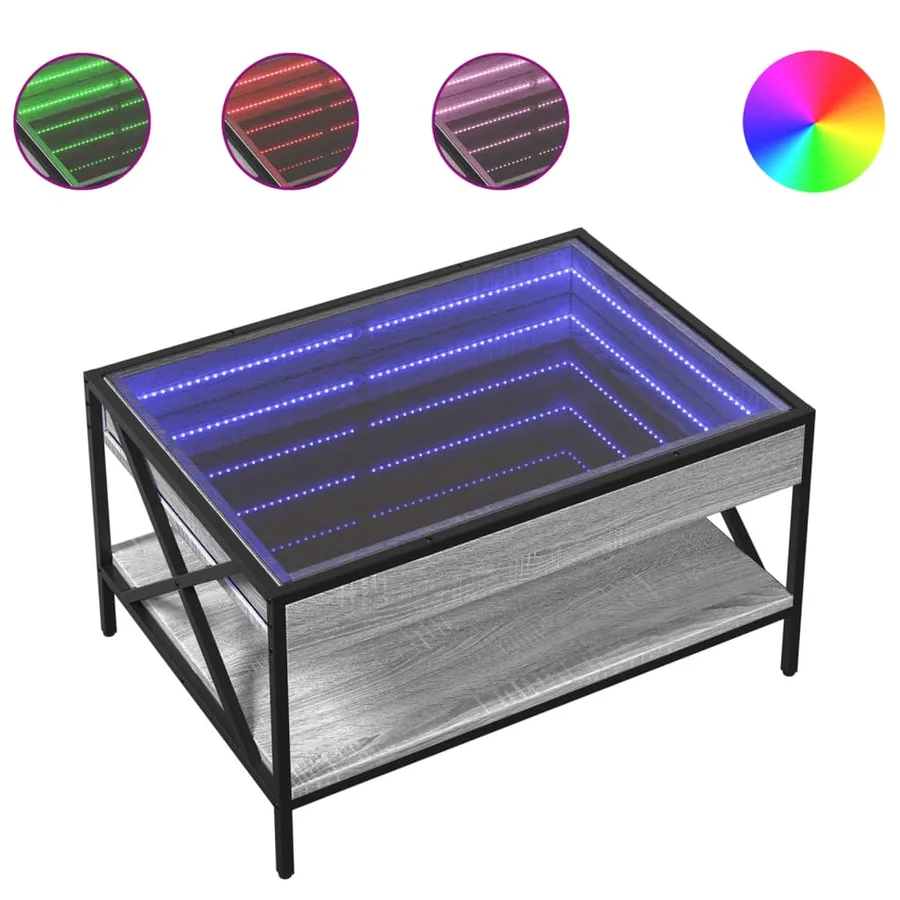 Table basse avec LED infini sonoma gris 70x50x38 cm - 2