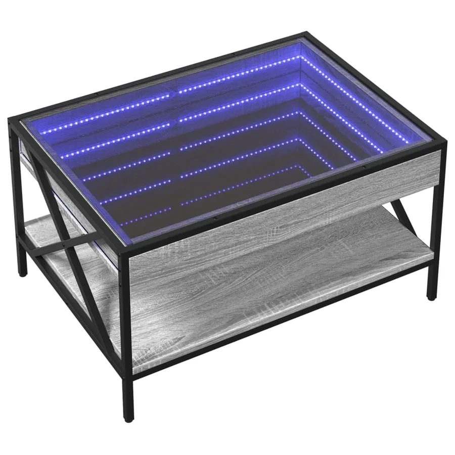 Table basse avec LED infini sonoma gris 70x50x38 cm - 3