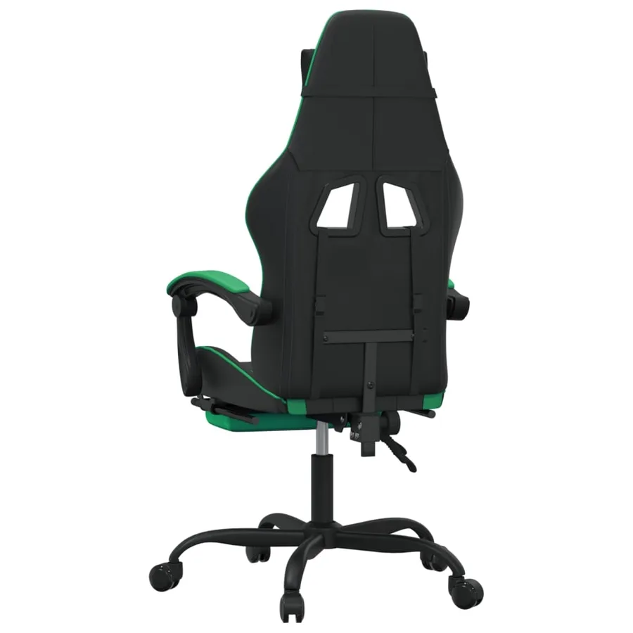 Chaise de jeu pivotante et repose-pied Noir et vert Similicuir - 5