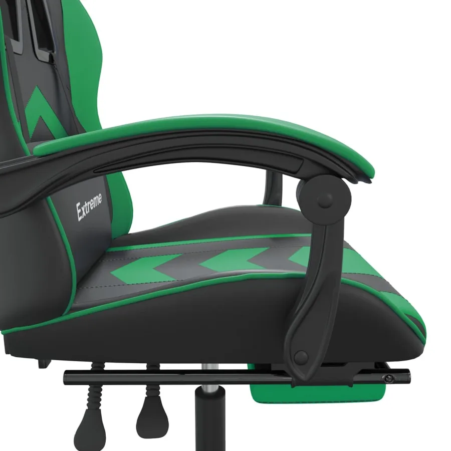Chaise de jeu pivotante et repose-pied Noir et vert Similicuir - 8