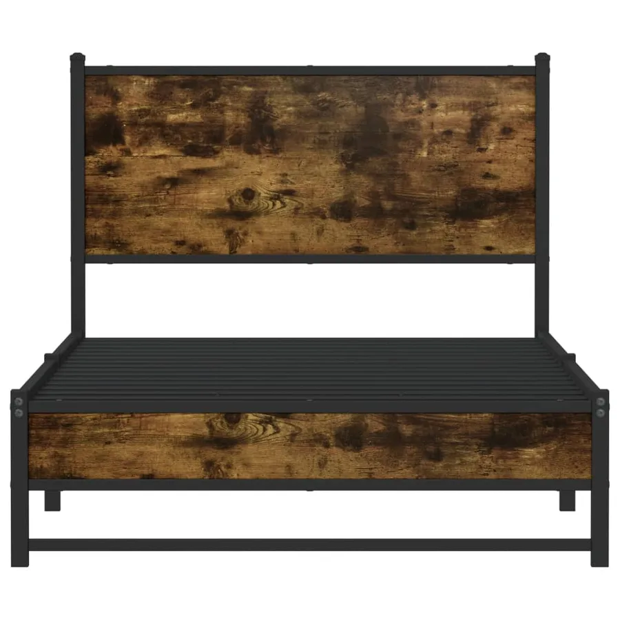 Cadre de lit en métal sans matelas chêne fumé 100x190 cm - 5