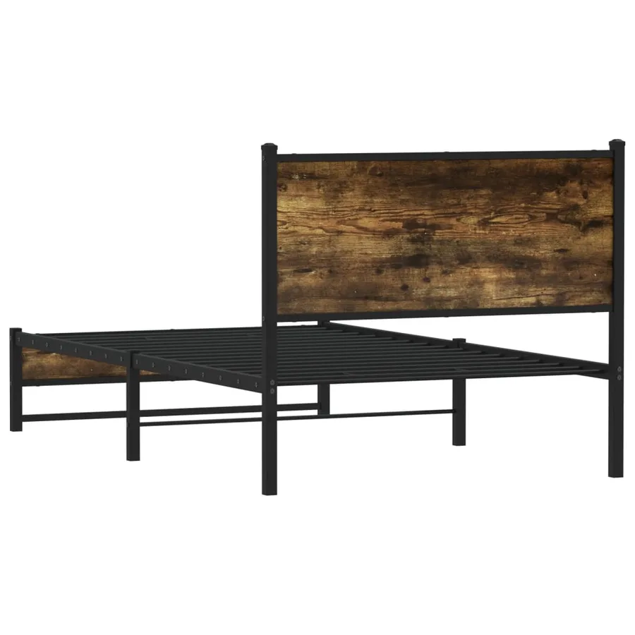 Cadre de lit en métal sans matelas chêne fumé 100x190 cm - 7
