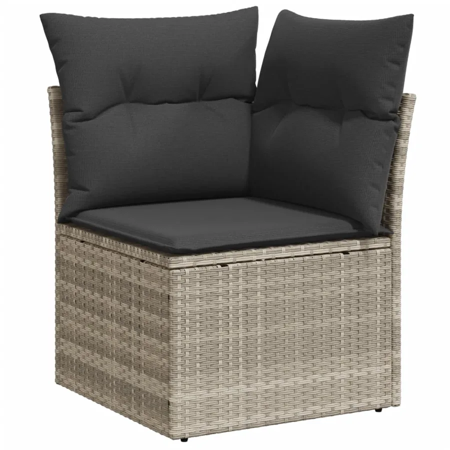 Salon de jardin 8 pcs avec coussins gris clair résine tressée - 5