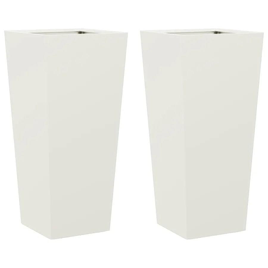 Jardinières 2 pcs blanc 35x35x75 cm acier - 2