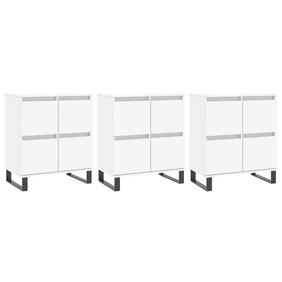 Buffets 3 pcs Blanc Bois d'ingénierie - 2
