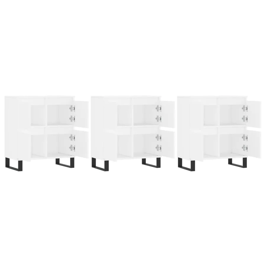Buffets 3 pcs Blanc Bois d'ingénierie - 4
