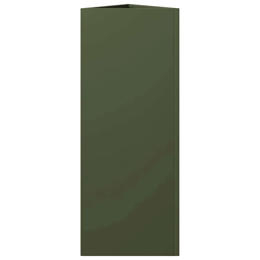 Jardinières 2 pcs vert olive triangulaire 30x26x75 cm acier - 7