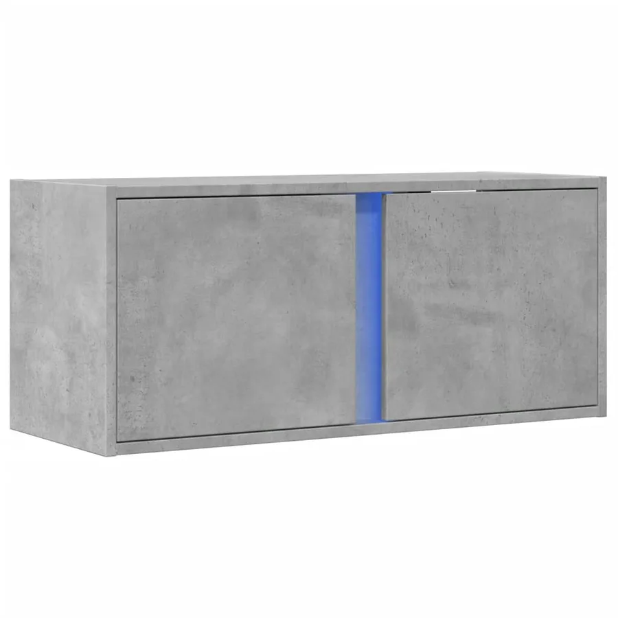 Meuble TV mural avec lumières LED gris béton 80x31x35 cm - 3