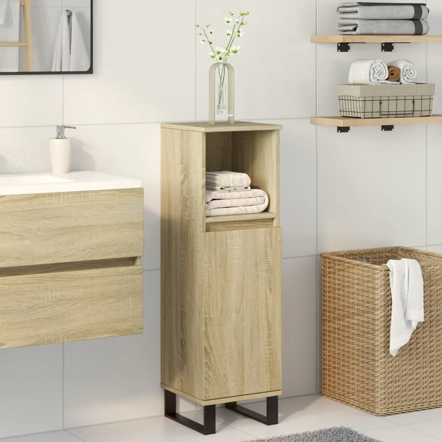 Armoire salle de bain chêne sonoma 30x30x100 cm - 3