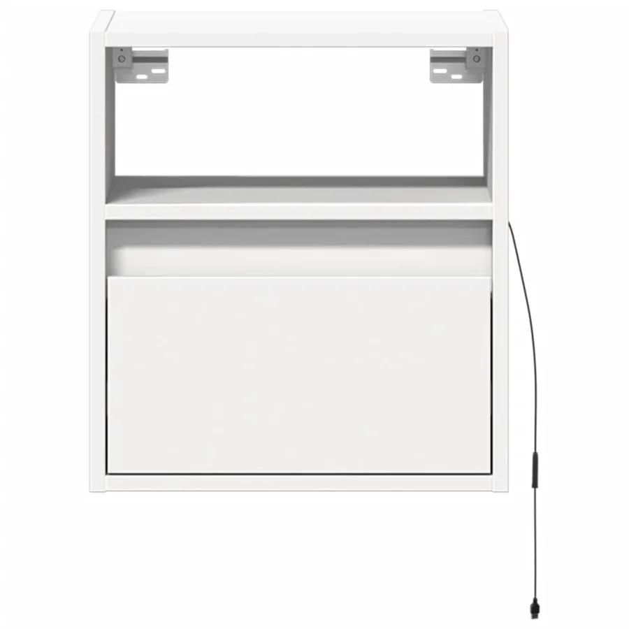 Table de chevet murale avec lumières LED blanc - 6