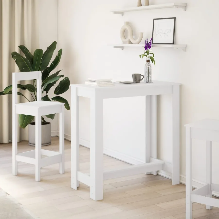 Table de bar blanc 102x50x103,5 cm bois d'ingénierie - 3