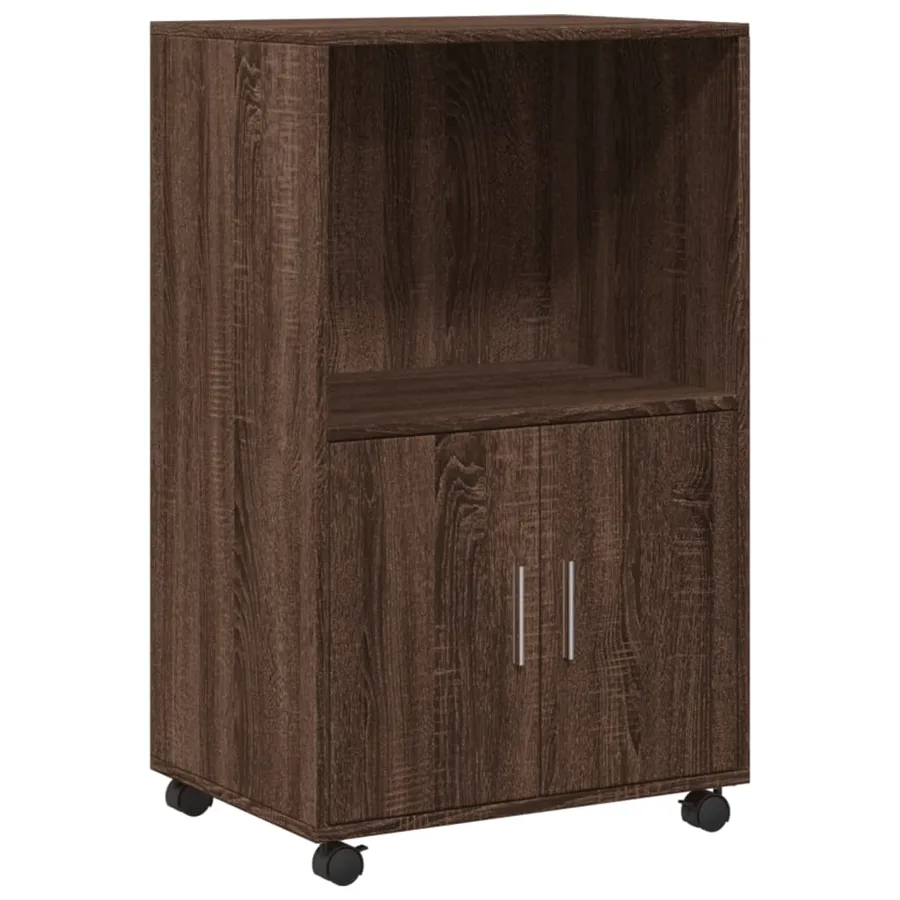 Armoire à roulettes chêne marron 55x40x91 cm bois d'ingénierie - 2