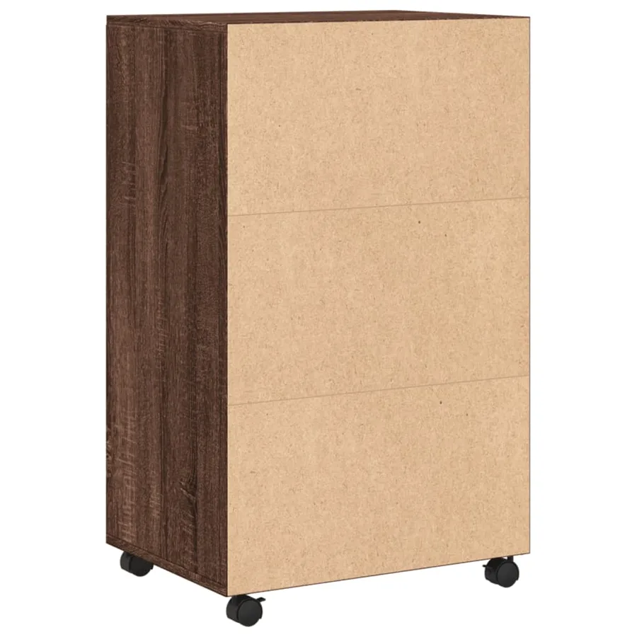 Armoire à roulettes chêne marron 55x40x91 cm bois d'ingénierie - 6