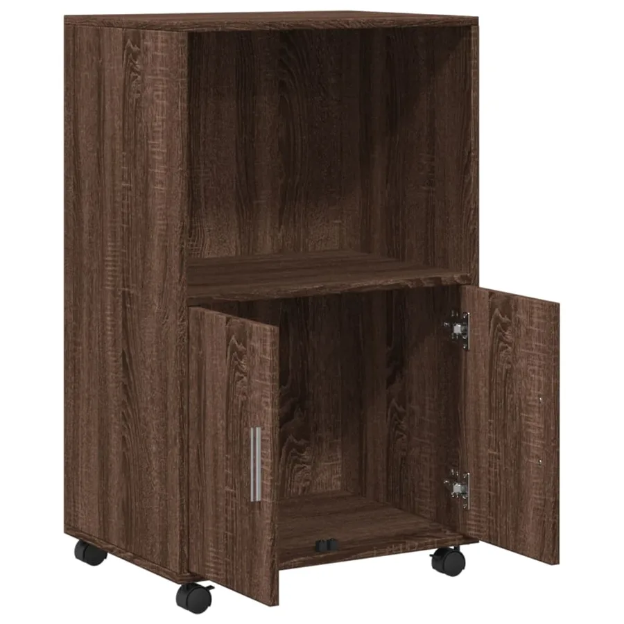 Armoire à roulettes chêne marron 55x40x91 cm bois d'ingénierie - 7