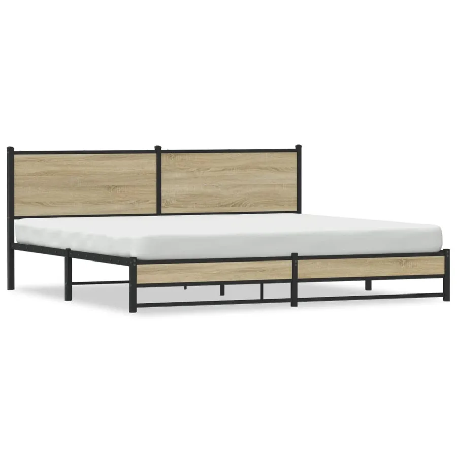Cadre de lit en métal sans matelas chêne sonoma 193x203 cm - 2