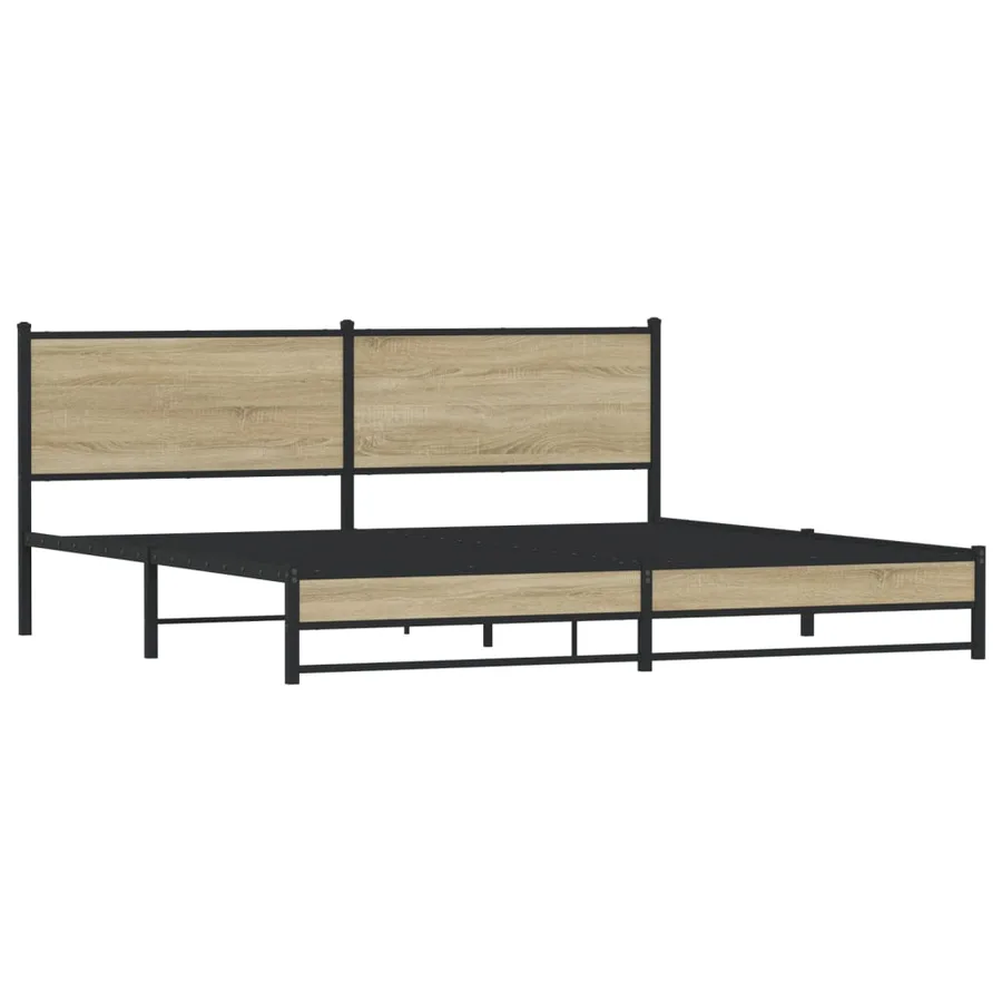 Cadre de lit en métal sans matelas chêne sonoma 193x203 cm - 4