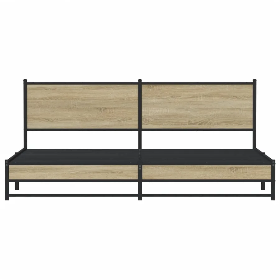 Cadre de lit en métal sans matelas chêne sonoma 193x203 cm - 5