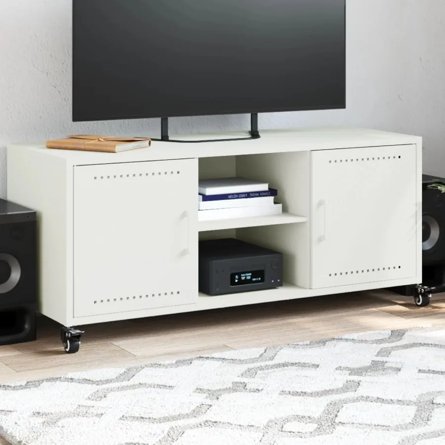 Meuble TV blanc 100,5x39x43,5 cm acier