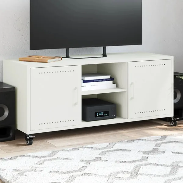 Meuble TV blanc 100,5x39x43,5 cm acier