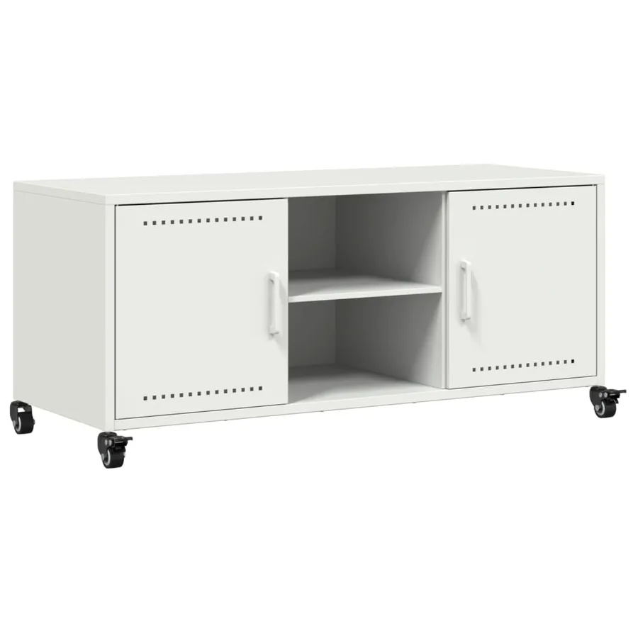 Meuble TV blanc 100,5x39x43,5 cm acier - 2