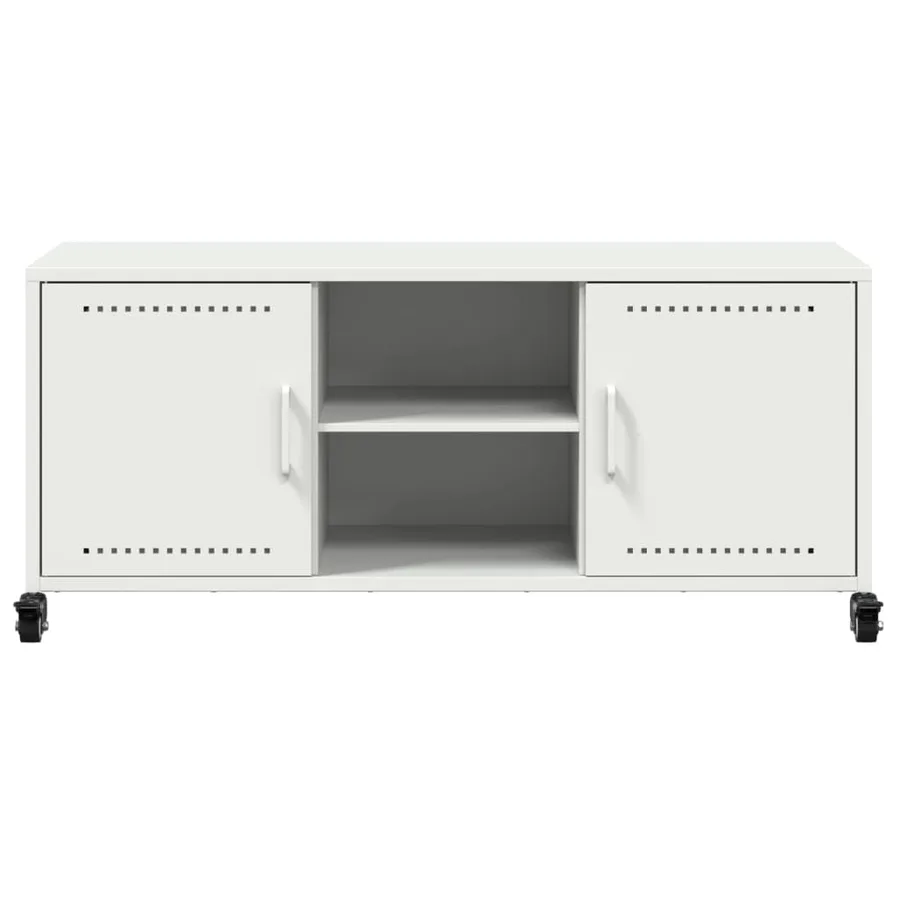 Meuble TV blanc 100,5x39x43,5 cm acier - 6