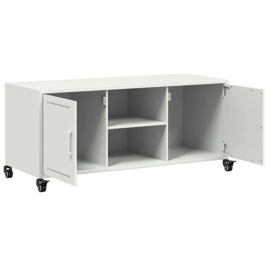 Meuble TV blanc 100,5x39x43,5 cm acier - 9