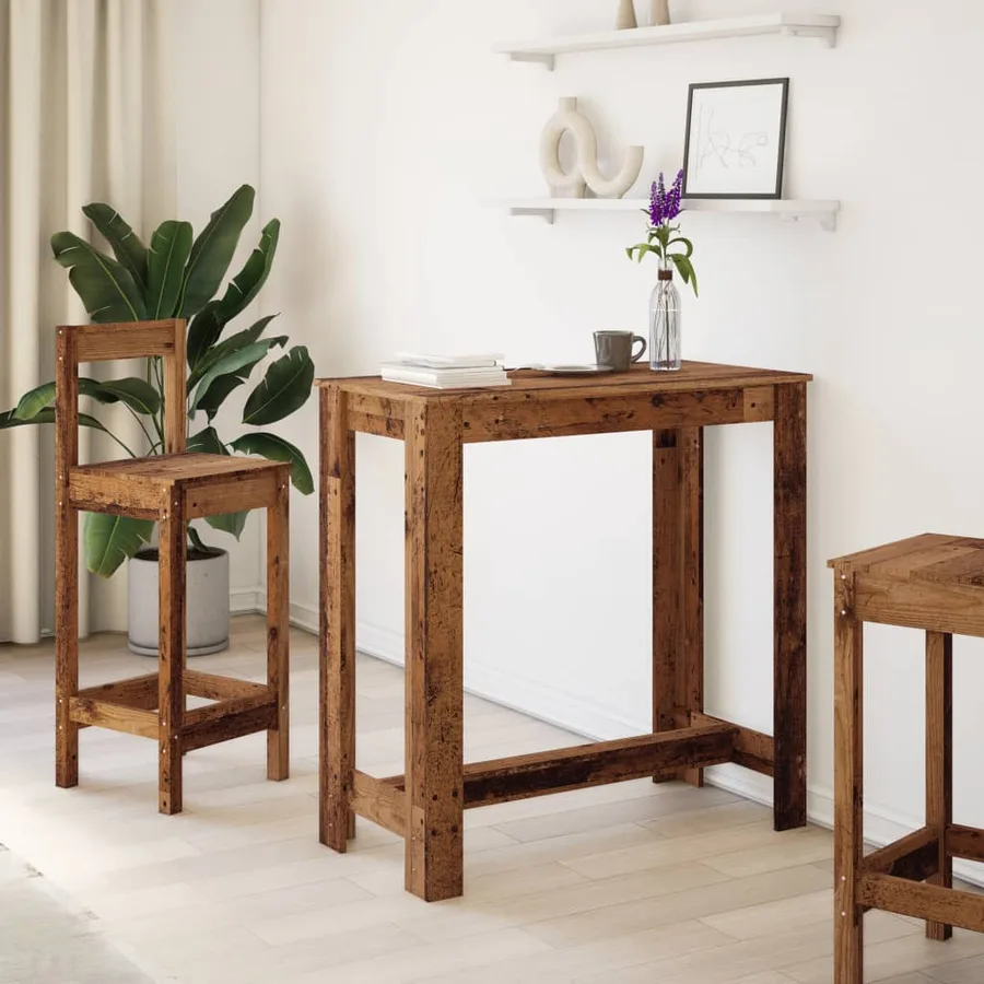 Table de bar vieux bois 102x50x103,5 cm bois d'ingénierie - 3