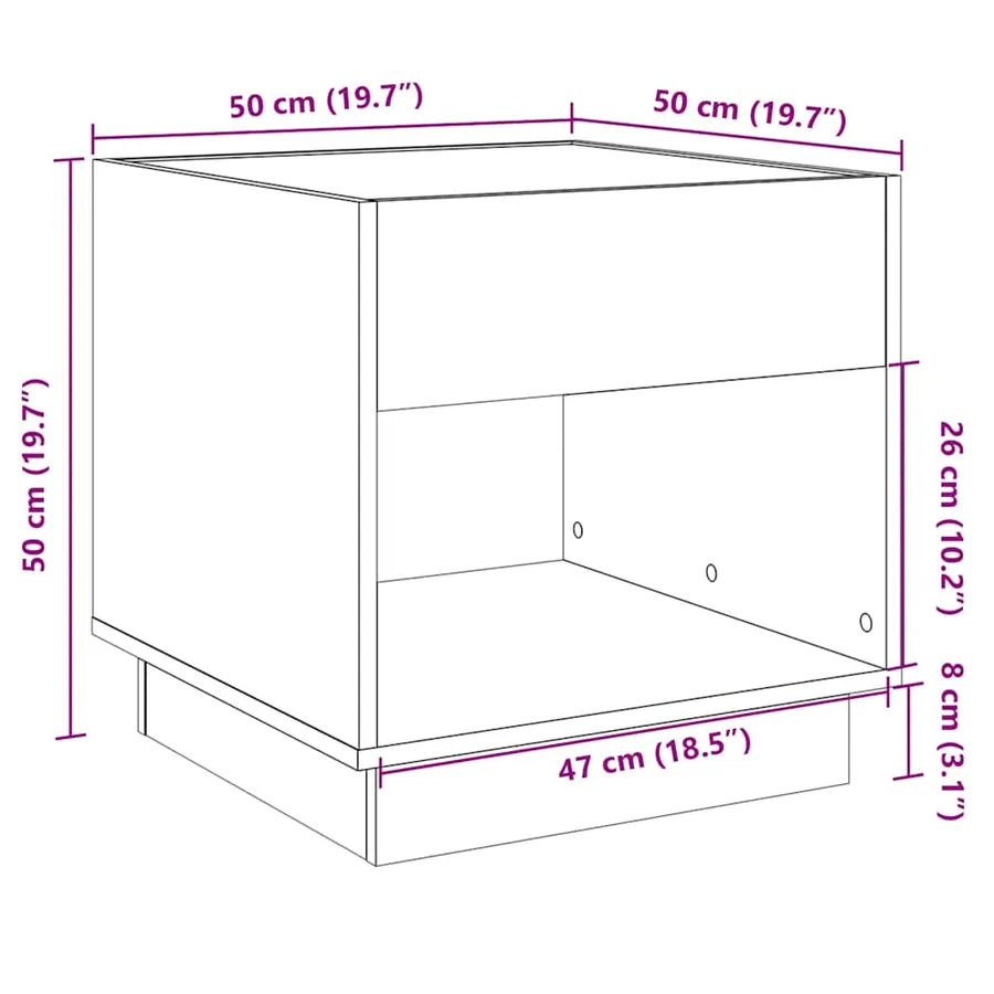Table de chevet avec LED infini chêne sonoma 50x50x50 cm - 13