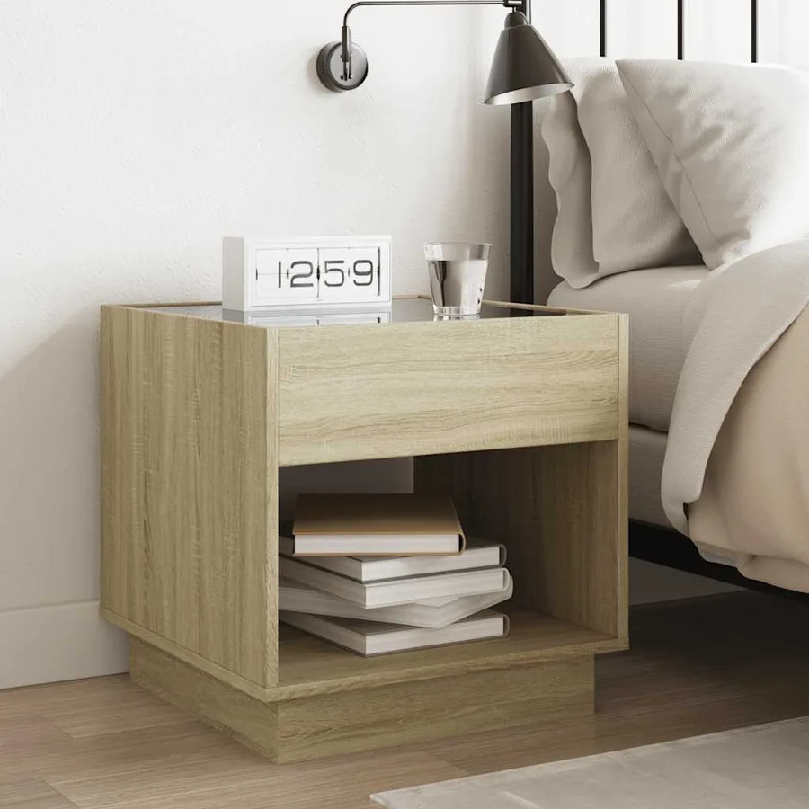 Table de chevet avec LED infini chêne sonoma 50x50x50 cm - 4