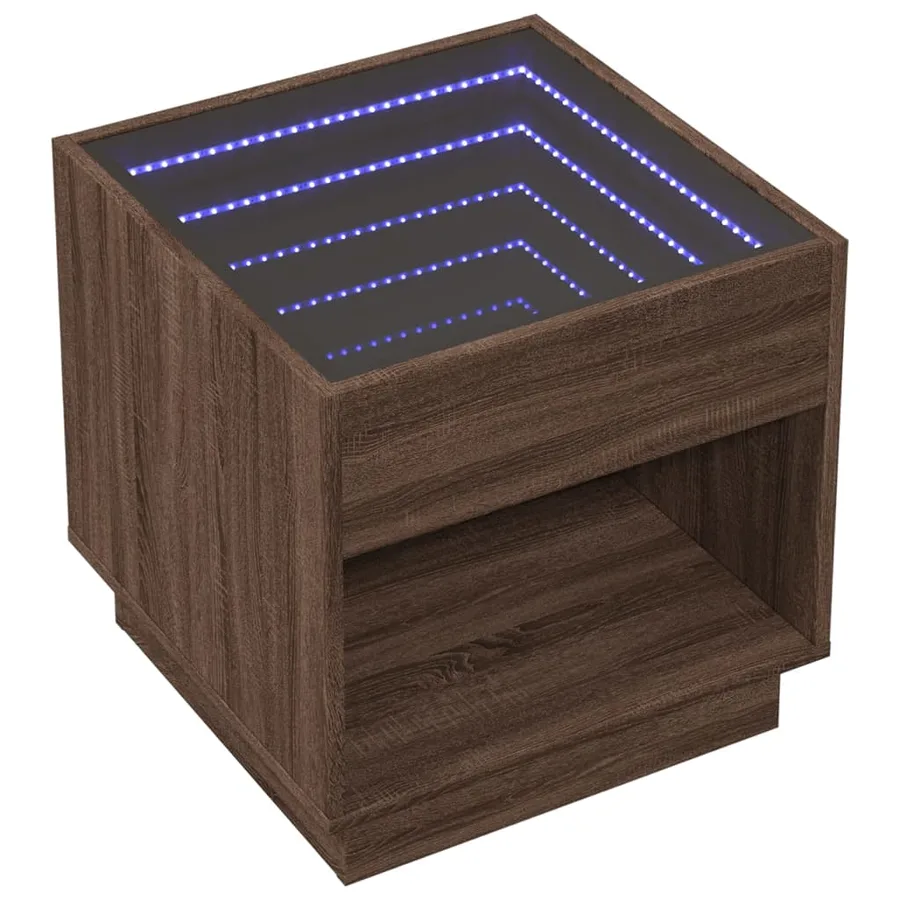 Table de chevet avec LED infini chêne marron 50x50x50 cm - 3