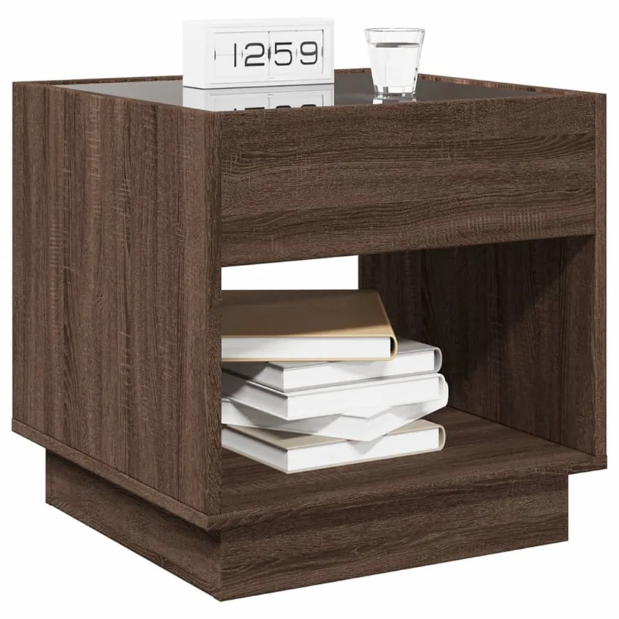Table de chevet avec LED infini chêne marron 50x50x50 cm - 5