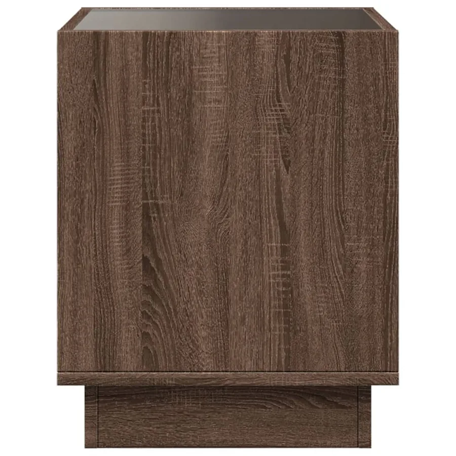 Table de chevet avec LED infini chêne marron 50x50x50 cm - 7