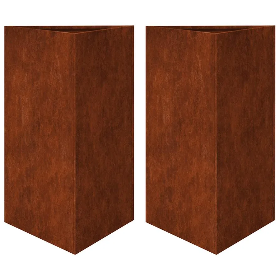 Jardinières 2 pcs triangulaire acier résistant aux intempéries - 2