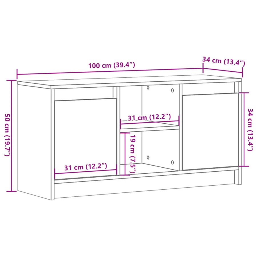 Meuble TV avec LED blanc 100x34x50 cm bois d'ingénierie - 14