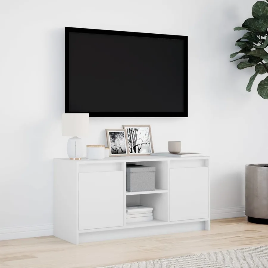 Meuble TV avec LED blanc 100x34x50 cm bois d'ingénierie - 4