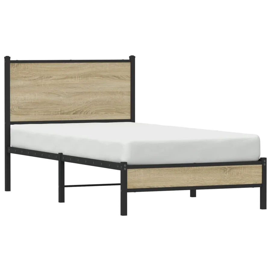 Cadre de lit en métal sans matelas chêne sonoma 75x190 cm - 4