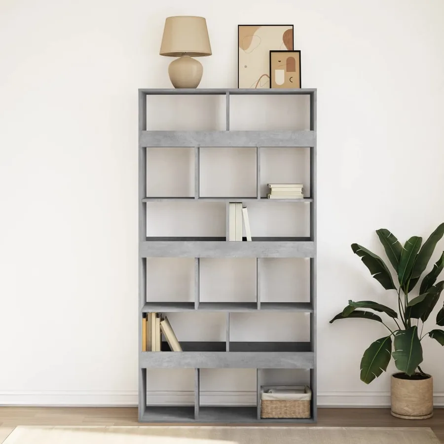Bibliothèque gris béton 100x33x187,5 cm bois d'ingénierie - 3