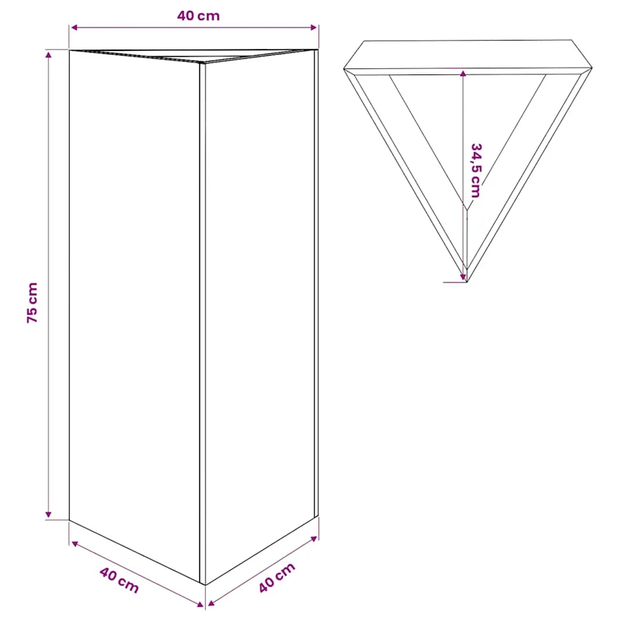 Jardinière triangulaire 40x34,5x75 cm acier galvanisé - 11