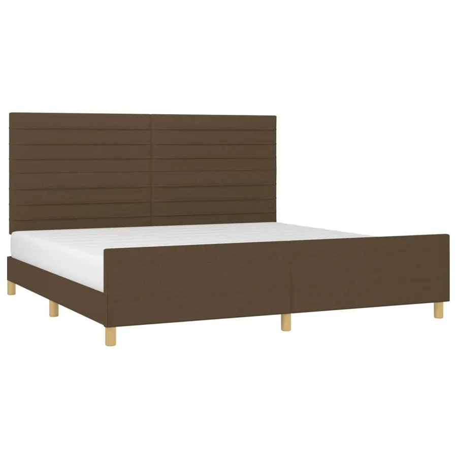 Cadre de lit sans matelas marron foncé 200x200 cm tissu - 3