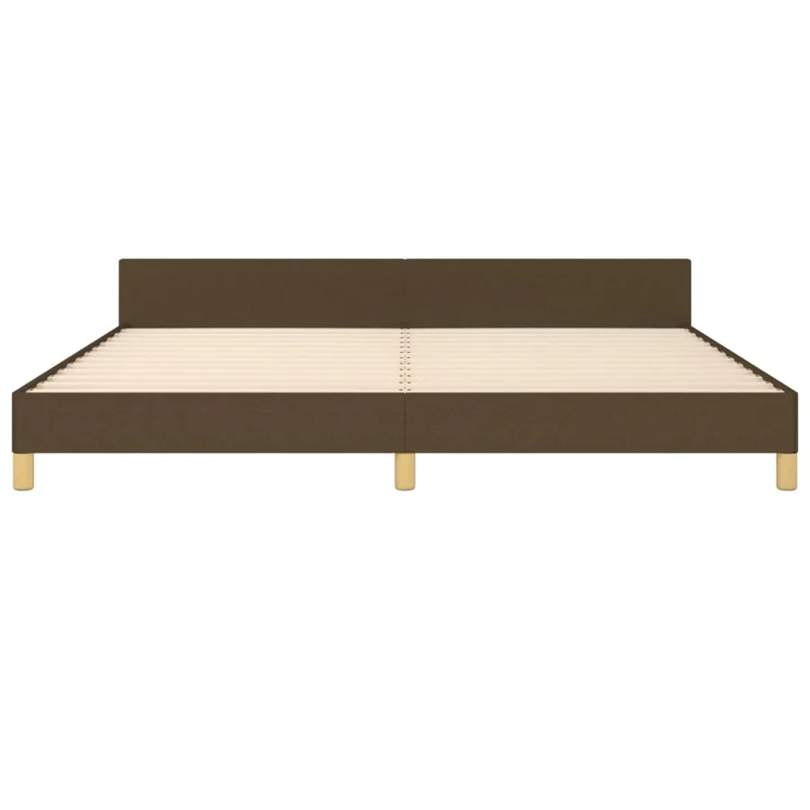 Cadre de lit sans matelas marron foncé 200x200 cm tissu - 6