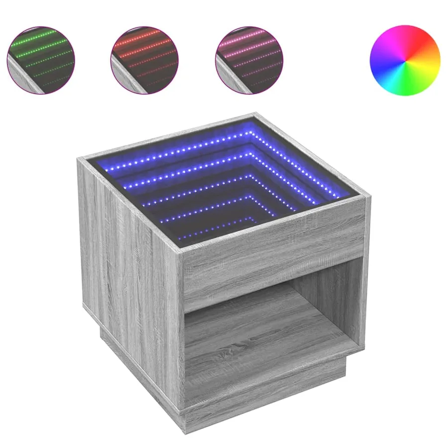 Table basse avec LED infini sonoma gris 50x50x50 cm - 2