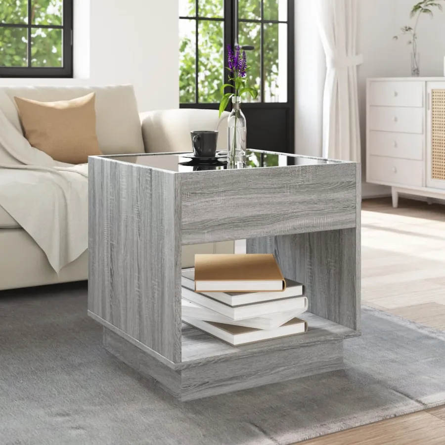 Table basse avec LED infini sonoma gris 50x50x50 cm - 4