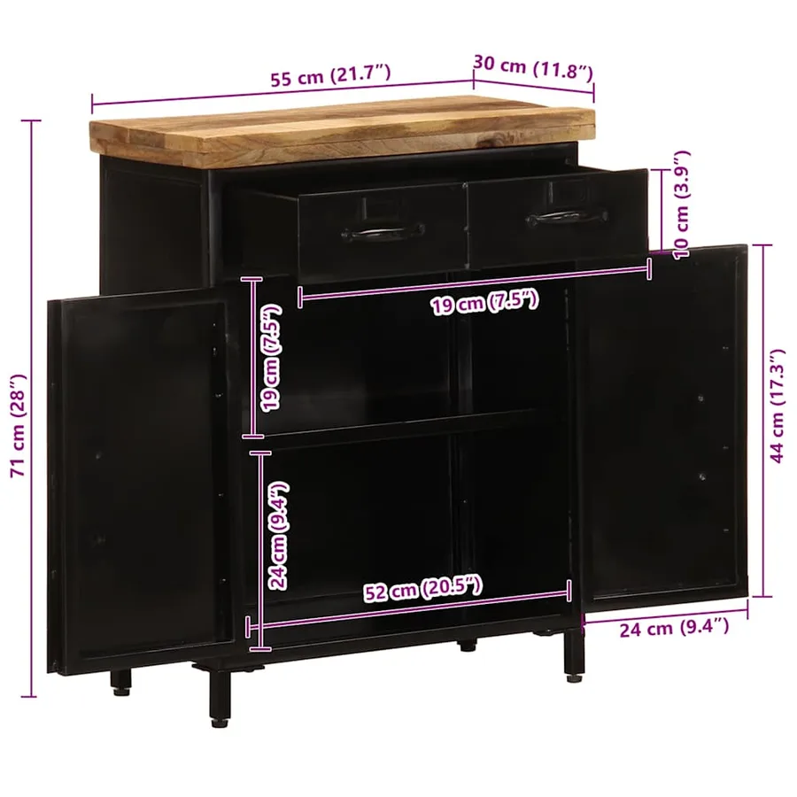 Buffet 55x30x71 cm bois massif de manguier - 9