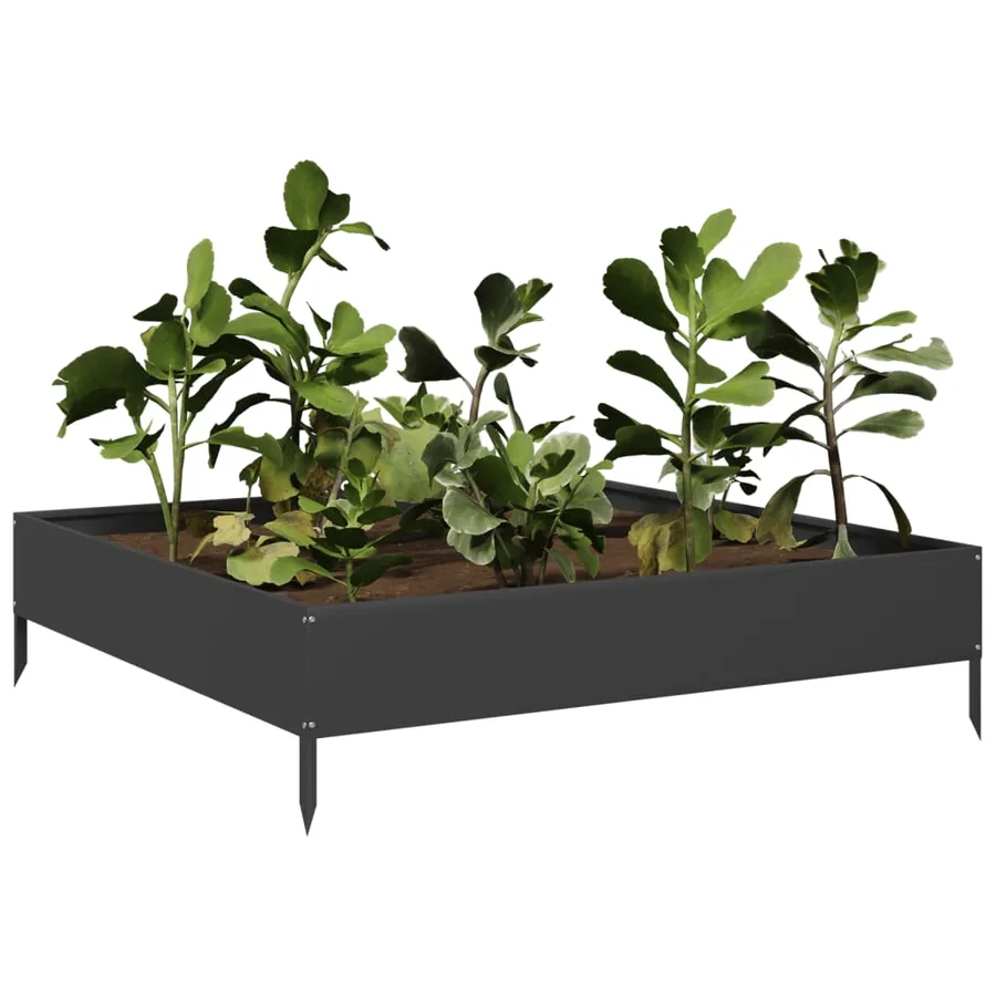 Lit surélevé de jardin noir 100x100x26 cm acier - 3