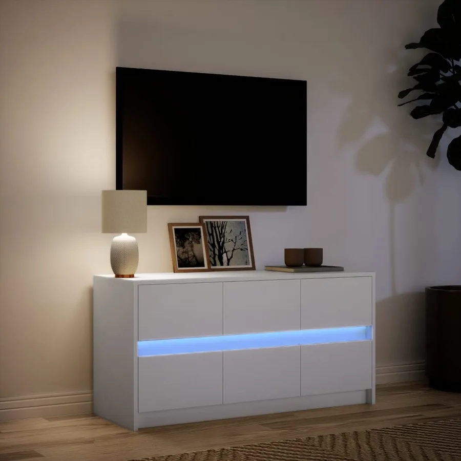 Meuble TV avec LED blanc 100x34x50 cm bois d'ingénierie - 4