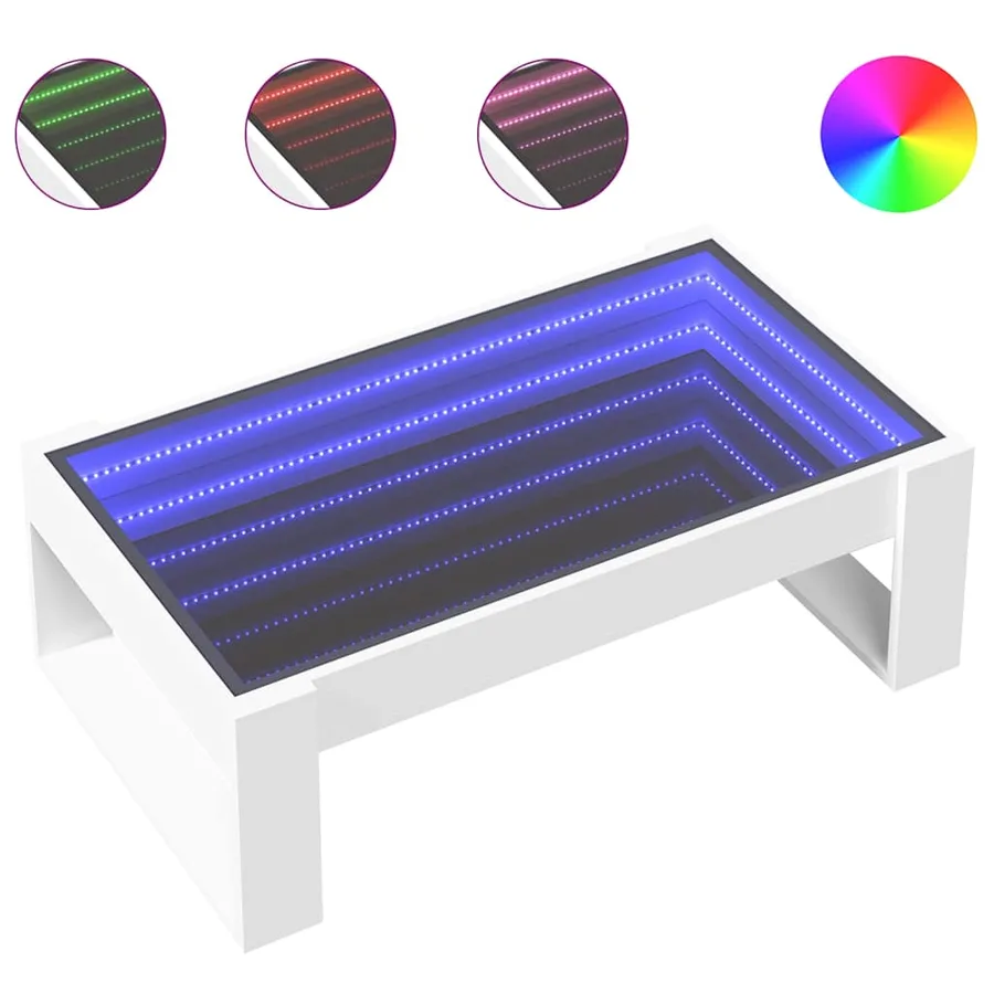 Table basse avec LED infini blanc 90x53x30 cm - 2