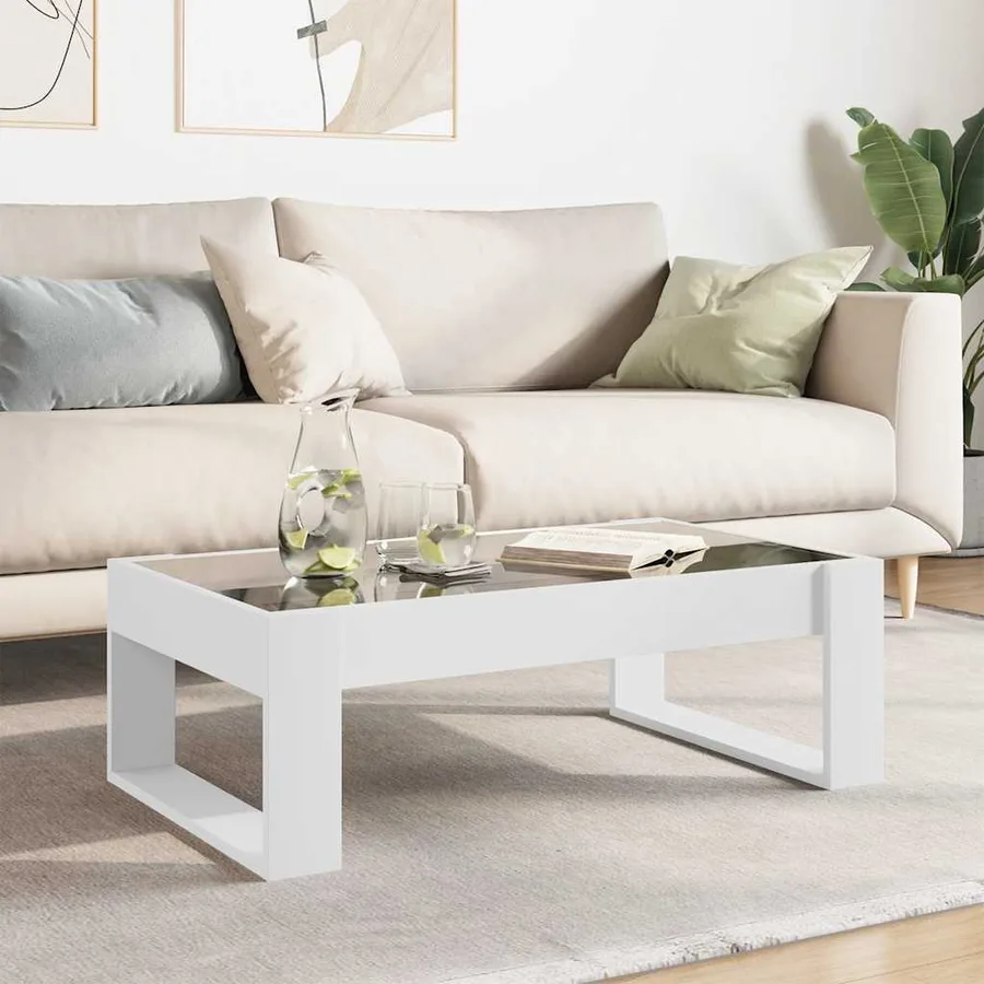 Table basse avec LED infini blanc 90x53x30 cm - 4